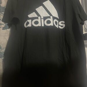 Mens Large Adidas Black Tee with White Logo